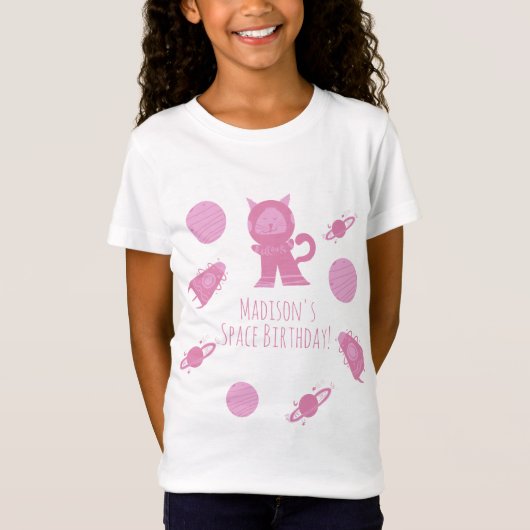 T-Shirt Space Cat Pink Galaxy Anniversaire (Devant)