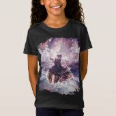 T-Shirt Space Cat Riding Turtle Unicorn - Pizza & Taco (Devant)