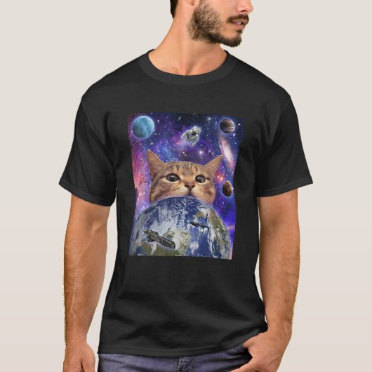 T-shirt Space Chat Face Dans Galaxy Funny Mignonne Kitten (Devant)