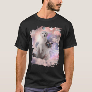T-shirt Space Golden Retriever Dog Sur Chat Siamese