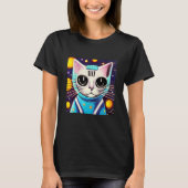 T-shirt Space Kitten Chat Kitty Science Fiction Feline Des (Devant)