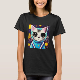 T-shirt Space Kitten Chat Kitty Science Fiction Feline Des