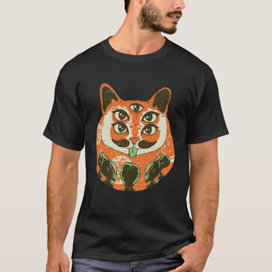 T-shirt Space kitty alien trippy (Devant)