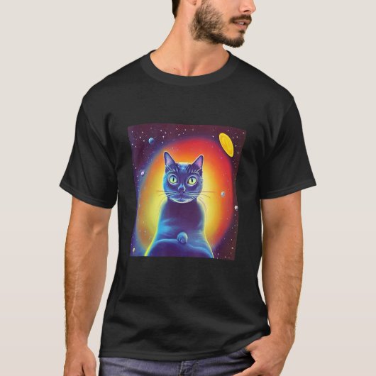 T-shirt Space Kitty Chat Kitten Science Fiction Felin (Devant)