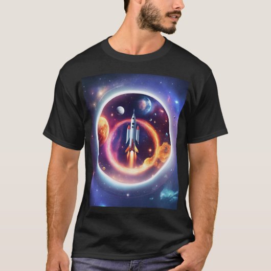T-shirt "Space Rocket Holographic Circle" (Devant)