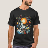 T-shirt Space Shuttle Sun Planets Rocket Galaxy Boys Kids  (Devant)