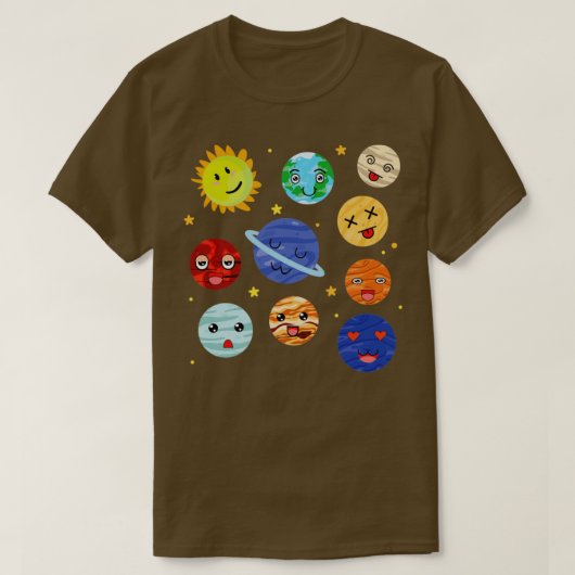 T-shirt Space Solar System Cute Planets Astronomy (Design devant)