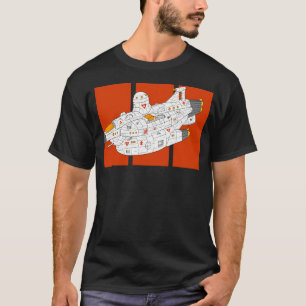 T-shirt Space Whale One. Navire Espace Blanc Et Rouge.