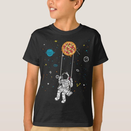 T-shirt Spaceman Pizza, Funny Fast Food Solar System Astro (Devant)
