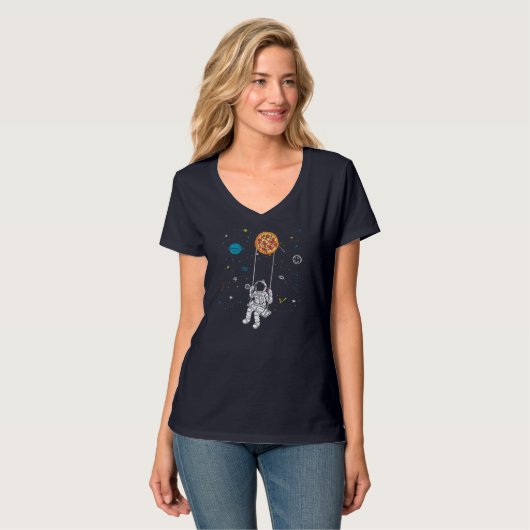T-shirt Spaceman Pizza, Funny Fast Food Solar System Astro (Devant entier)