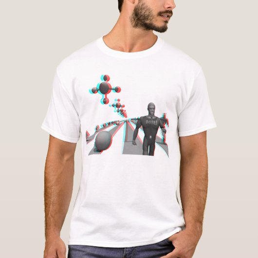 T-shirt Spaceport : anaglyphe rouge-cyan (Devant)