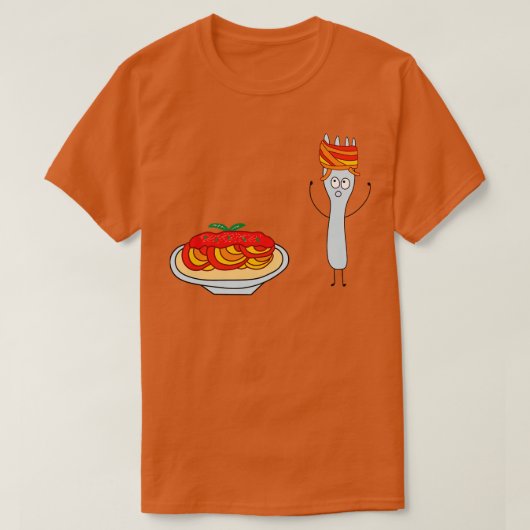 T-shirt Spaghetti Drôle Avec Fourche (Design devant)