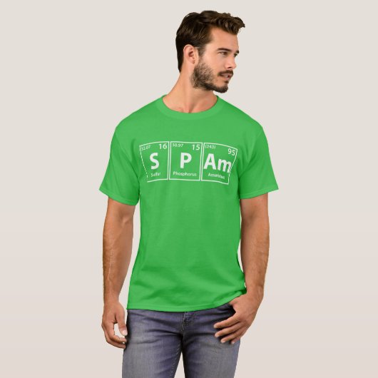 T-shirt Spam (S-P-Am) Éléments Périodiques Orthographe (Devant entier)