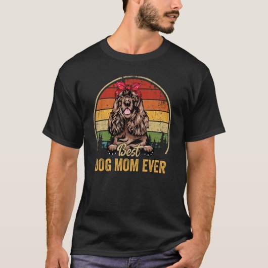 T-shirt Spaniel Meilleur Chien Maman Jamais Rétro Spanie M (Devant)