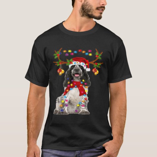T-shirt Spaniel Spaniel Espagnol Noir Et Blanc (Devant)
