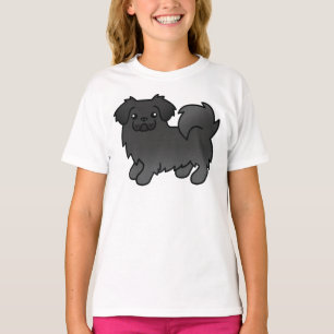 T-shirt Spaniel Tibétain Noir Chien de Dessin Animé Mignon