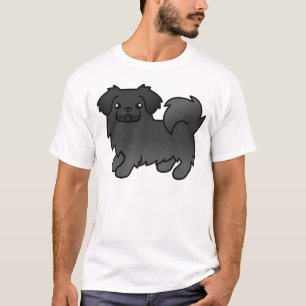 T-shirt Spaniel Tibétain Noir Chien de Dessin Animé Mignon