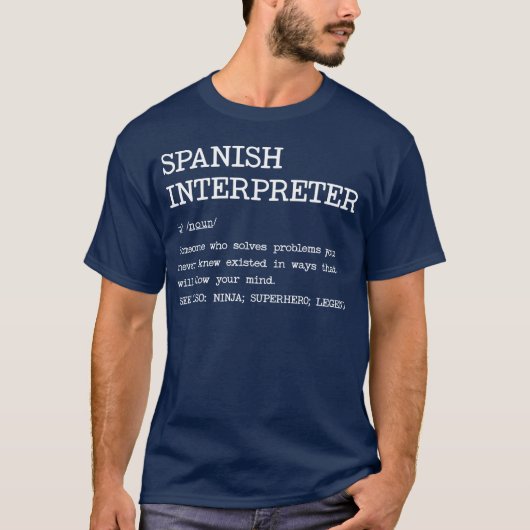 T-shirt Spanish Interpreter Definition Design 70s friends (Devant)