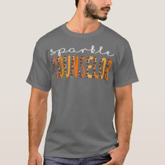 T-shirt Sparkle Conseiller léopard mignon Automne Thanksg