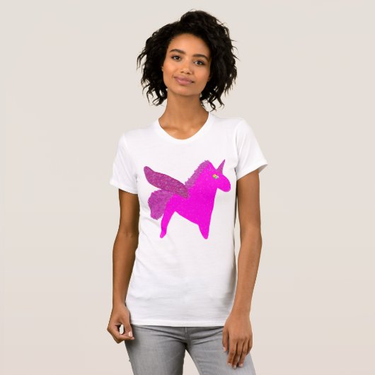 T-shirt Sparkly fuchsia unicorn glitter pegasus (Devant entier)