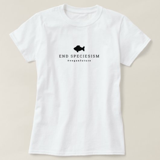 T-shirt Spéciéisme végétal Typographie minimale Poisson (Design devant)