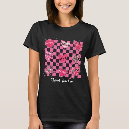 T-shirt SPED Coeurs enseignant Enseigner l'amour Inspirer (Devant)