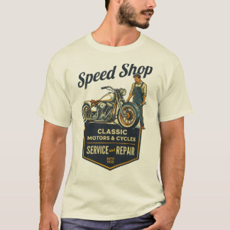 T-shirt Speed Shop – Classic Motors & Cycles Garage Rétro 