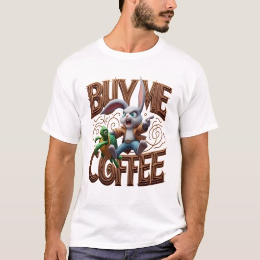T-shirt Speedy Bunny Races Turtle Acheter Moi Un Café (Devant)