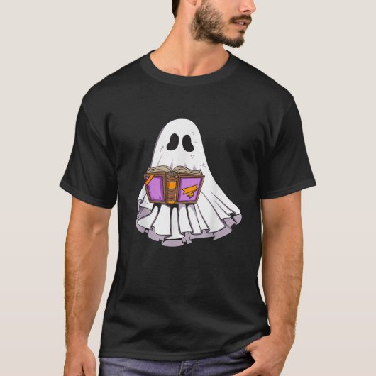 T-shirt Spell Book Reading Ghost Halloween Comic Ghost Kid (Devant)