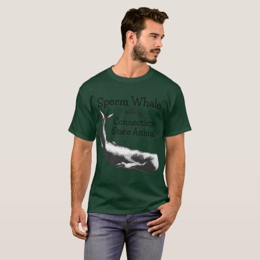 T-shirt Sperm Whale Connecticut State Animal Line Drawing  (Devant entier)