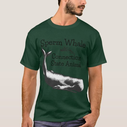 T-shirt Sperm Whale Connecticut State Animal Line Drawing  (Devant)