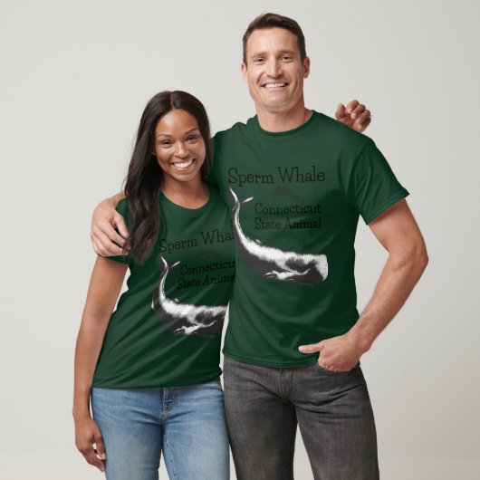 T-shirt Sperm Whale Connecticut State Animal Line Drawing (Unisexe)