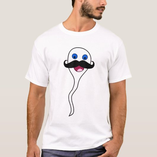 T-shirt Sperme ridiculement heureux avec la moustache (Devant)