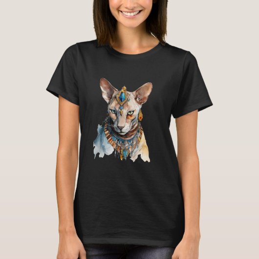 T-shirt Sphynx Cat Cat Egyptian Cat Cat  Watercolor (Devant)
