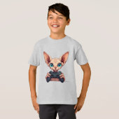 T-shirt Sphynx Cat Holding Game Controller (Devant entier)