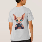 T-shirt Sphynx Cat Holding Game Controller (Dos)