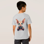 T-shirt Sphynx Cat Holding Game Controller (Dos entier)