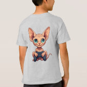 T-shirt Sphynx Cat Holding Game Controller (Dos)