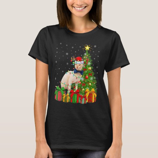 T-shirt Sphynx Cat   Xmas Lights Santa Sphynx Cat Christma (Devant)