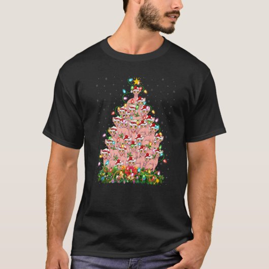 T-shirt Sphynx Cat Xmas Lights Santa Sphynx Cat Christmas (Devant)