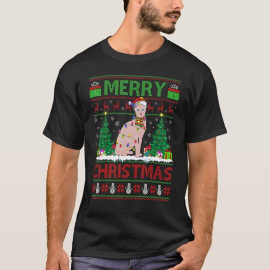 T-shirt Sphynx Cat   Xmas Tree Ugly Santa Sphynx Cat Chris (Devant)
