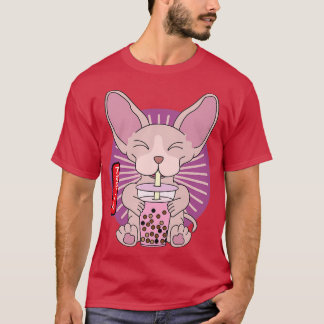 T-shirt Sphynx Chat Bubble Boba Tea Kawaii