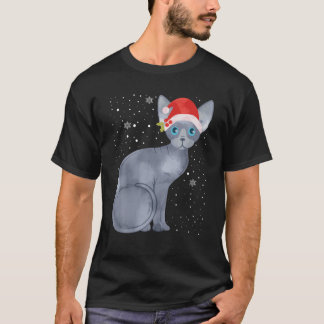 T-shirt Sphynx Chat de Noël Santa Hat Xmas Chatons Amateur