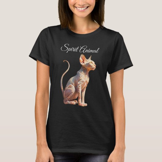 T-shirt Sphynx Chat est mon Esprit Animal sans cheveux Mys (Devant)