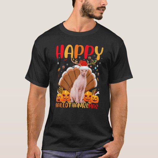 T-shirt Sphynx Chat Happy Sphynx Chat Hellothanksmas (Devant)