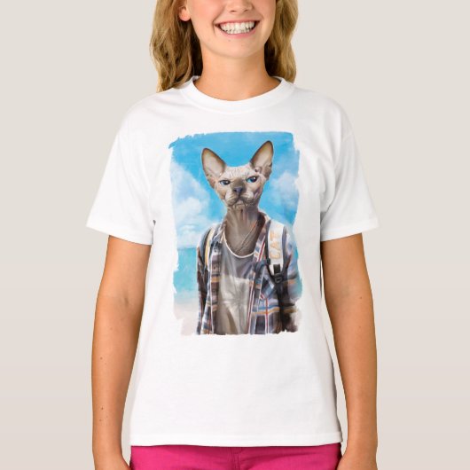 T-shirt Sphynx chat. touriste. (Devant)