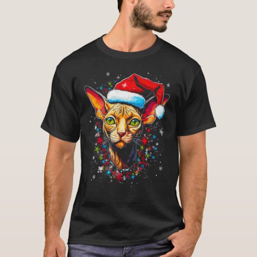 T-shirt Sphynx Hairless Cat Christmas (Devant)