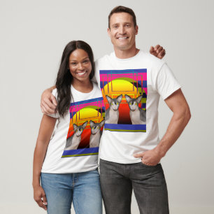 T-shirt   Sphynx Kat Ninja Twin Cats van Sunset Pi