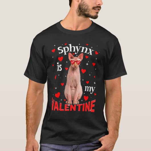 T-shirt Sphynx Mon Valentine Chat Papa Chat Maman (Devant)