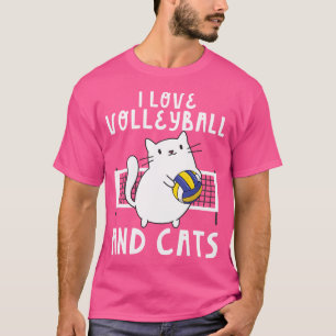 T-shirt Spiker Setter Cute Drôle J'Aime Volley Et Chat